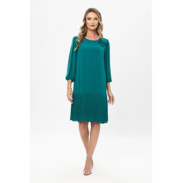 Rochie cu aplicatie florala Tereza - Verde englez
