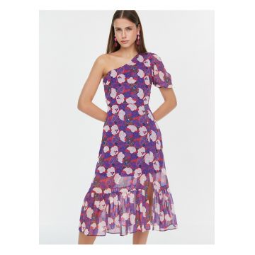 Rochie cu decolteu pe umar Florala