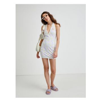 Rochie cu imprimeu floral si decolteu halter Summer Resort -