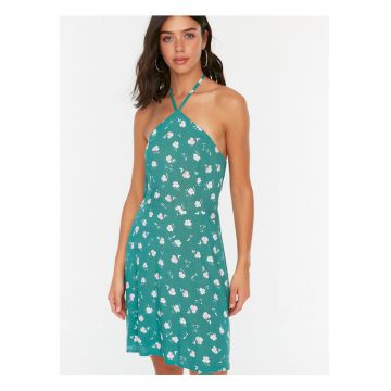 Rochie cu model halter si imprimeu floral -