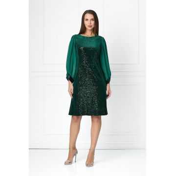 Rochie cu paiete si maneci 3/4 Anisia - Verde