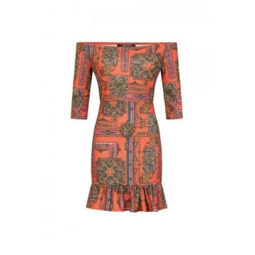 Rochie cu print pe umeri -