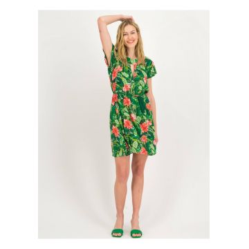 Rochie cu snur in talie si imprimeu floral -