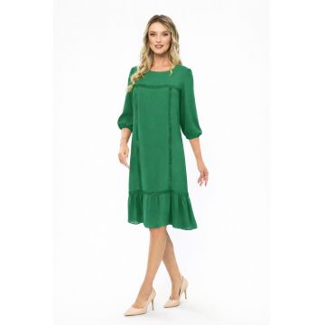 Rochie cu terminatie cu volan Petra - Verde