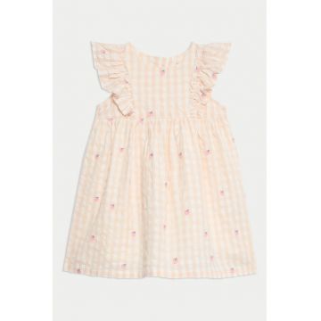 Rochie cu volane Gingham - Piersica