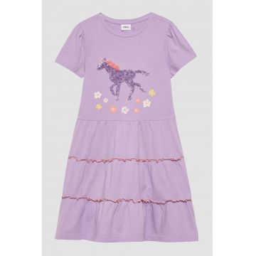 Rochie de bumbac cu paiete - Lila