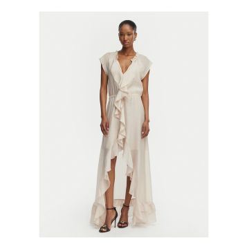 Rochie de cocktail Dama -  Bej - maneci scurte - material usor -