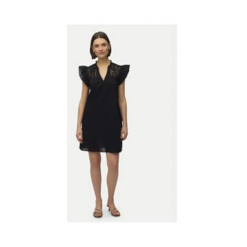 Rochie de cocktail Dama -  neagra - bumbac organic - casual - supradimensionata - Negru