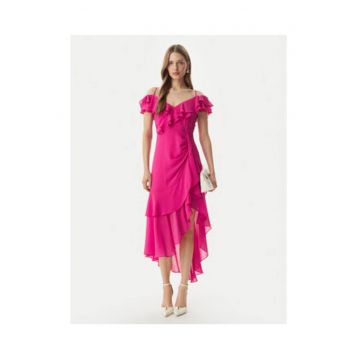 Rochie de cocktail -  fara maneca - roz - poliester -