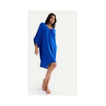 Rochie de plaja Dama -  Albastru - maneca scurta - 100% viscoza -