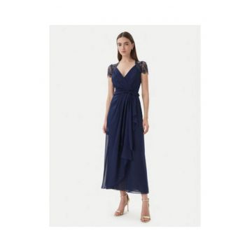 Rochie de seara -  bleumarin - matase - maneca scurta -