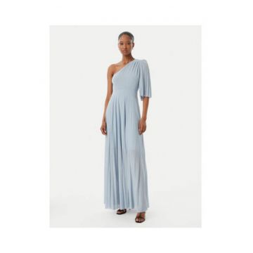 Rochie de seara Dama -  Albastru - fara maneci - material sintetic - cu curea -
