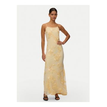 Rochie de seara -  maxi - galben - material sintetic reciclat - Galben
