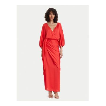 Rochie de seara -  rosu - maneca trei sferturi - poliester -