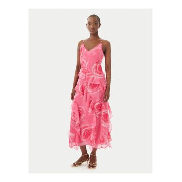 Rochie de seara -  roz - fara maneca - poliester reciclat - Roz