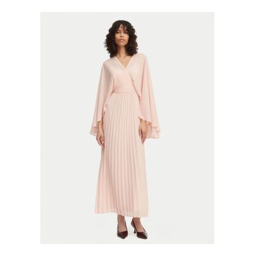 Rochie de seara -  roz - maneca lunga - poliester reciclat -
