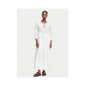 Rochie de vara -  casual - maneca trei sferturi - alb - bumbac - Alb