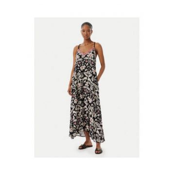 Rochie de vara -  negru/bej - casual - floral - 100% viscoza -