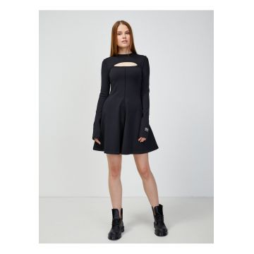Rochie din amestec de bumbac cu decupaj frontal si model uni -