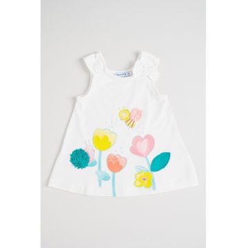 Rochie din amestec de bumbac cu imprimeu - Alb/Roz
