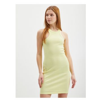 Rochie din amestec de bumbac cu model uni -