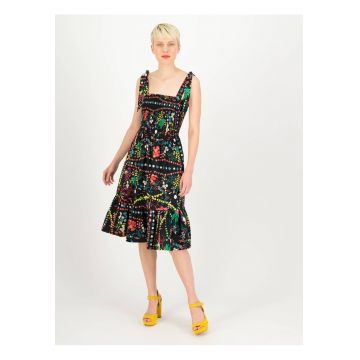 Rochie din amestec de bumbac organic cu model floral