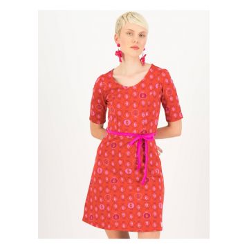 Rochie din bumbac organic cu snur contrastant in talie