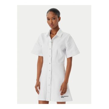 Rochie din denim Dama -  Alb - bumbac - maneca scurta