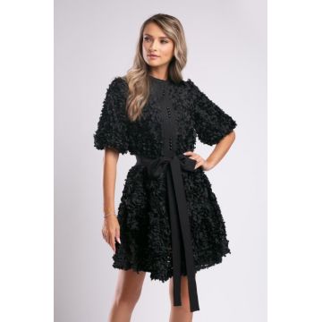 Rochie eleganta neagra cu aplicatii 3D