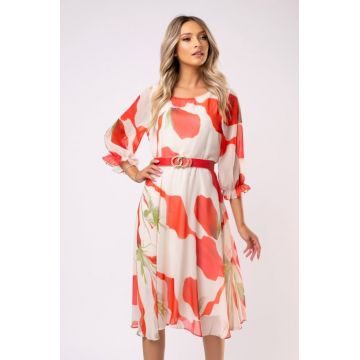 Rochie Elena cu imprimeu portocaliu marime mare