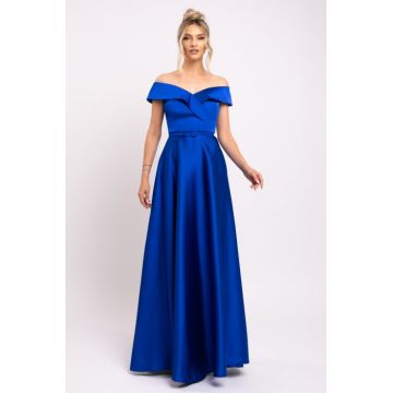 Rochie Elis lunga, albastra cu umerii cazuti