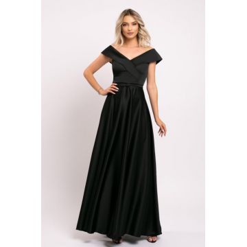 Rochie Elis lunga, neagra cu umerii cazuti