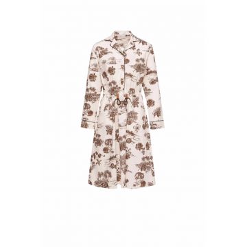 Rochie -  Floral Knee Length - Alb/Maro