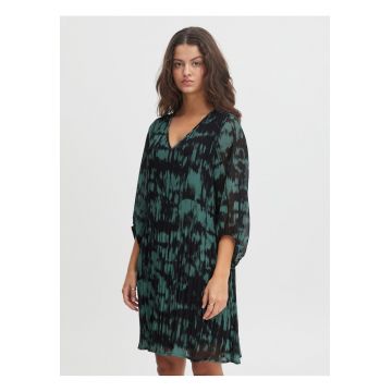 Rochie lejera cu model abstract si pliseuri