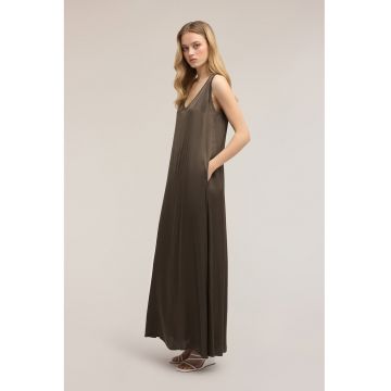 Rochie lunga cu buzunare laterale - Gri inchis