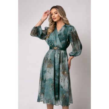 Rochie marime mare in degrade cu insertii aurii