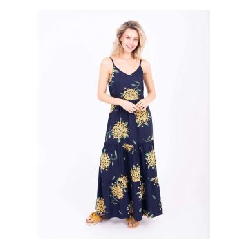 Rochie maxi cu imprimeu floral si decolteu in V