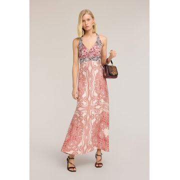 Rochie maxi cu imprimeu grafic - Rosu/Alb/Negru