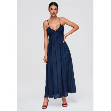 Rochie maxi eleganta cu decolteu V - ramite ajustabile OW-DLR-E0009 - Bleumarin