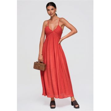 Rochie maxi eleganta cu decolteu V - ramite ajustabile OW-DLR-E0009 - Rosu
