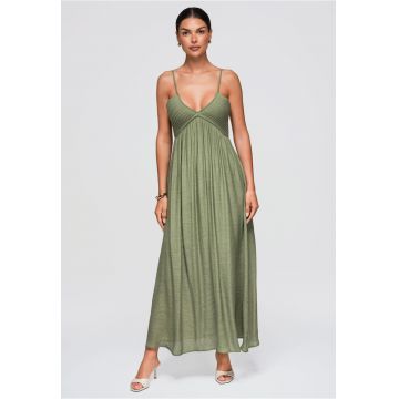 Rochie maxi eleganta cu decolteu V - ramite ajustabile OW-DLR-E0009 - Verde
