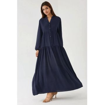 Rochie maxi texturata - Albastru marin