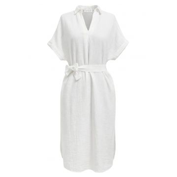 Rochie Midi -  Alb - Casual - Maneca Scurta - 100% Bumbac