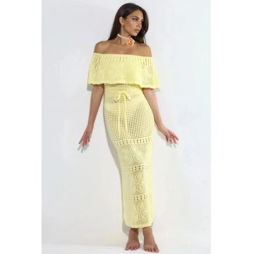 Rochie Midi Bodycon  galben lamaie - tricot