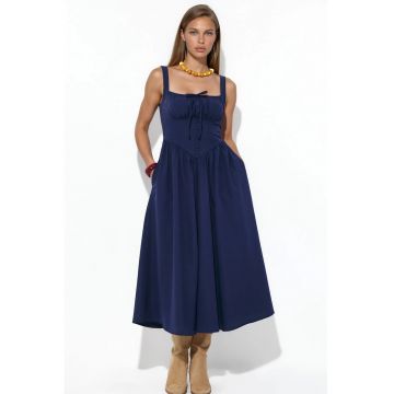 Rochie Midi  Casual - Albastru - 65% Bumbac