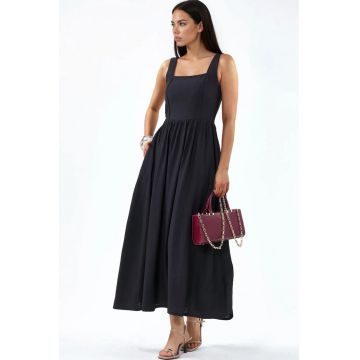 Rochie Midi  Casual - Negru - 100% poliester