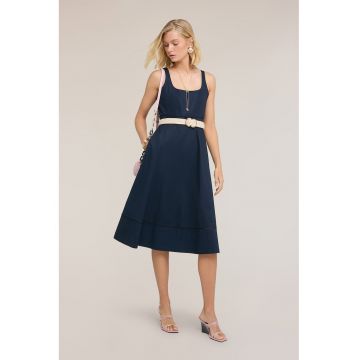 Rochie midi cu croiala evazata - Albastru oceanic