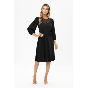 Rochie midi cu croiala evazata Casiana - Negru
