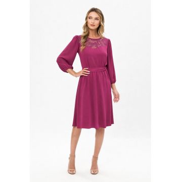 Rochie midi cu croiala evazata Casiana - Roz zmeuriu
