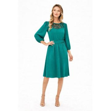 Rochie midi cu croiala evazata Casiana - Turcoaz
